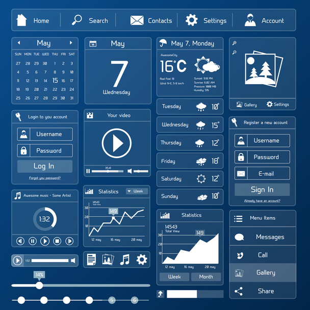 Flat user interface template - Vector, Image