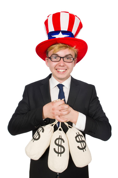Homem com sacos de dólar
 - Foto, Imagem
