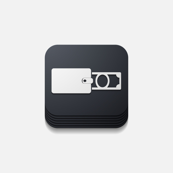 square button: purse - Vektor, kép
