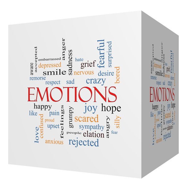 emoties 3D-kubus word cloud concept - Foto, afbeelding