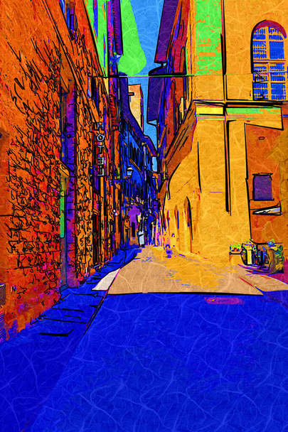 Estrecha calle acogedora en Florencia, Toscana. Italia fotografía vintage retro - Foto, Imagen