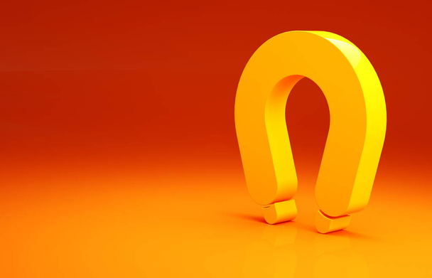 Yellow Worst pictogram geïsoleerd op oranje achtergrond. Gegrilde worst en aroma teken. Minimalisme concept. 3d illustratie 3D renderen. - Foto, afbeelding