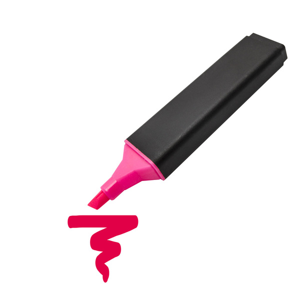 ピンクの蛍光ペン - 写真・画像