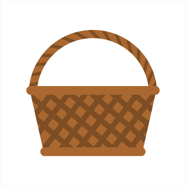 Emplty wicker basket with handle - Vector, Image