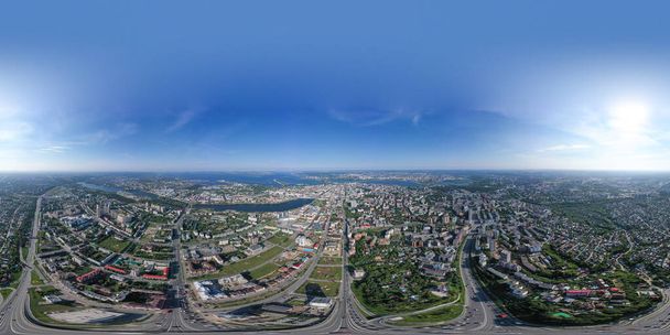 Kazán, Rusia. Vista aérea. Panorama esférico de Kazán. 360 grados completos - Foto, Imagen