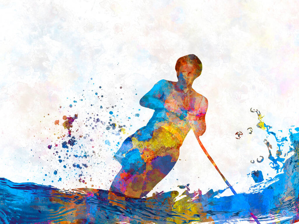 water skier isolated in watercolor - Photo, Image