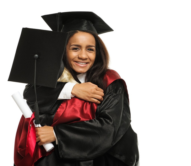 glücklich graduierte junge Studenten Mädchen umarmen  - Foto, Bild