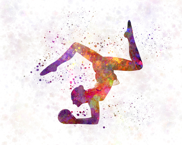 Frauensilhouette der Rhythmischen Sportgymnastik - Foto, Bild
