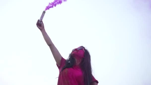 Indiai Fesztivál Holi Ünnep Lassú mozgás  - Felvétel, videó
