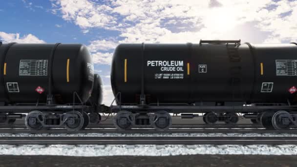 Tren cisterna de la industria petrolera de refinería en la estación de carga con tanque de petróleo - Imágenes, Vídeo