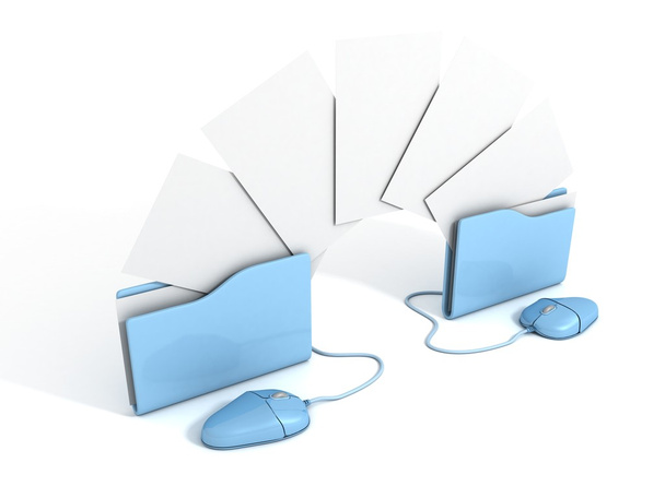 Mouse and office document folders - Valokuva, kuva