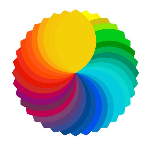 Colorful, spectrum colored abstract mandala, motif icon. Abstract circular, multicolor design element - Wektor, obraz