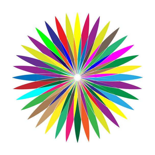 Colorful, spectrum colored abstract mandala, motif icon. Abstract circular, multicolor design element - Διάνυσμα, εικόνα