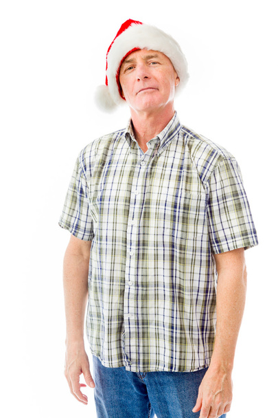 mężczyzna w kapeluszu Mikołaja - Zdjęcie, obraz