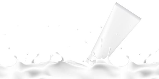 美容製品牛乳製品ボトルスキンケア製品広告クリッピングパス3Dイラスト付きホワイト背景 - 写真・画像
