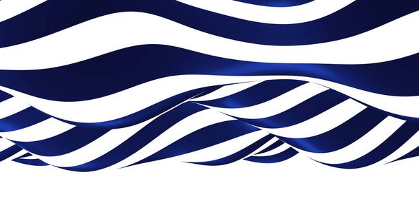 3D kék-fehér hullámos illusztráció Hullámos háttér grafika Egyszerű hullámos Mozgó, mint egy folyó - Fotó, kép