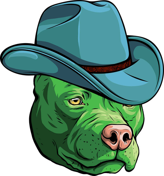 gángster pitbull con sombrero fedora vector ilustración - Vector, imagen