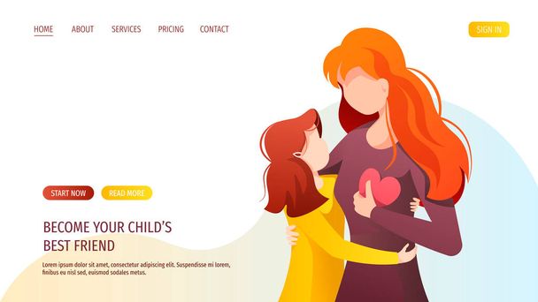 вектор сучасного веб-дизайну на день матері з ілюстрацією жінки та її дочки
 - Вектор, зображення