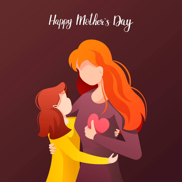 vecteur de conception de carte moderne pour la fête des mères avec l'illustration d'une femme et sa fille - Vecteur, image