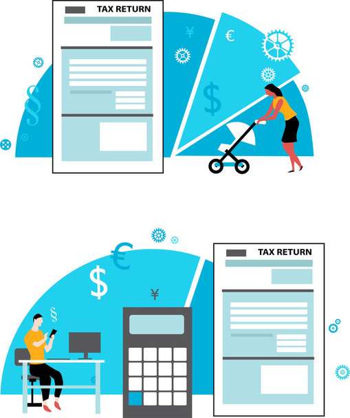 Ilustración conceptual sobre la presentación de declaraciones de impuestos para diferentes categorías de personas, ilustración vectorial EPS 8 - Vector, imagen