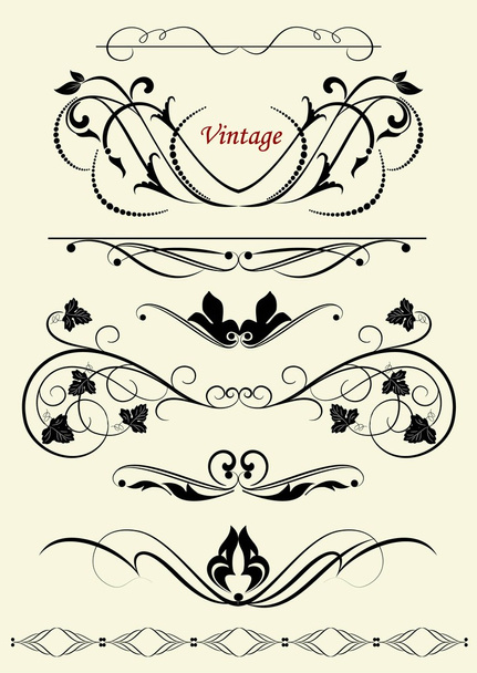 Set of design decorative floral elements vectorized - Vektör, Görsel