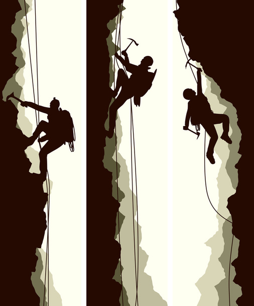 Set banners of alpinists. - Vector, Image