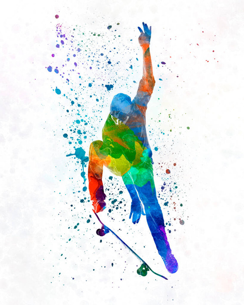 Man skateboard 04 v akvarelu - Fotografie, Obrázek