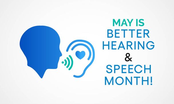 Zaobserwowany co roku w maju miesiąc poprawy słuchu i mowy (BHSM) stwarza okazję do podniesienia świadomości na temat zaburzeń komunikacyjnych. Ilustracja wektora. - Wektor, obraz