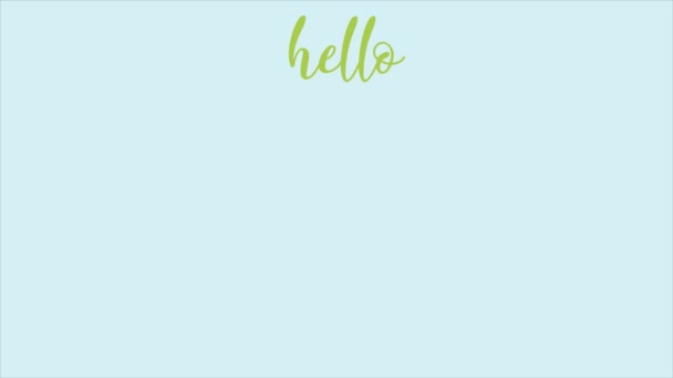 Hallo Frühling Schriftzug auf blauem Hintergrund mit weißen Gänseblümchen herum. Vektoranimationsvideo - Filmmaterial, Video