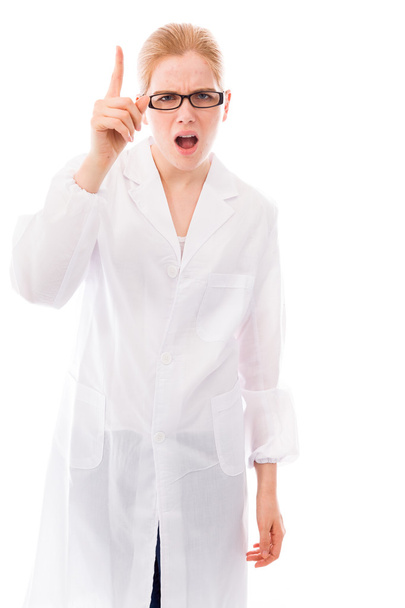 Female scientist pointing upward - Photo, Image