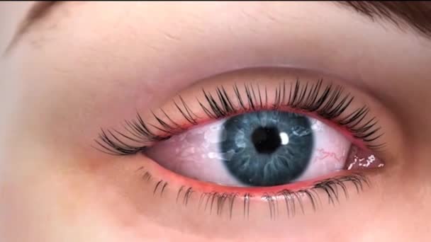 Emberi szem. Kék. Közelíts rá a kék emberi szemből a galaxis animációjára.. - Felvétel, videó