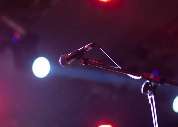 Microphone in stage lights - Фото, зображення