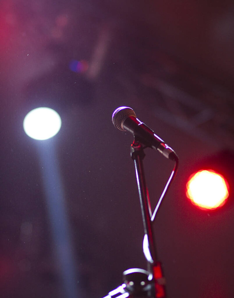 Microphone in stage lights - Фото, зображення
