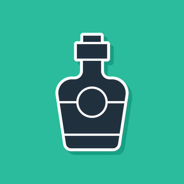 Blaue Tequila Flasche Symbol isoliert auf grünem Hintergrund. Mexikanischer Alkoholkonsum. Vektor. - Vektor, Bild