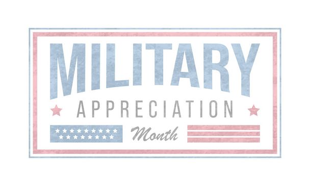 El Mes Nacional de Apreciación Militar (MNAM) se celebra cada año en mayo y es una declaración que alienta a los ciudadanos estadounidenses a observar el mes en un símbolo de unidad. Ilustración vectorial - Vector, Imagen