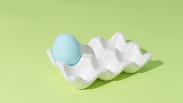 Huevos de Pascua en una canasta sobre un fondo verde - Stop motion animation - Tarjeta de felicitación - Imágenes, Vídeo