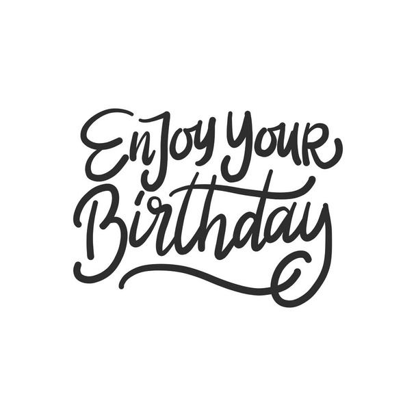 "誕生日をお楽しみください » -グリーティングカードの手書き文字 - ベクター画像