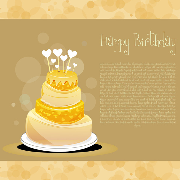 illustratie van verjaardagskaart met cake - Foto, afbeelding