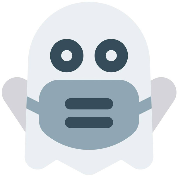 Ghost emoticon s maskou na izolovaném bílém pozadí - Vektor, obrázek