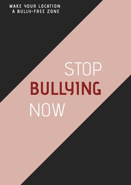 Digitally generated image of stop bullying now text against pink and black striped background. combating bullying concept - Fotografie, Obrázek