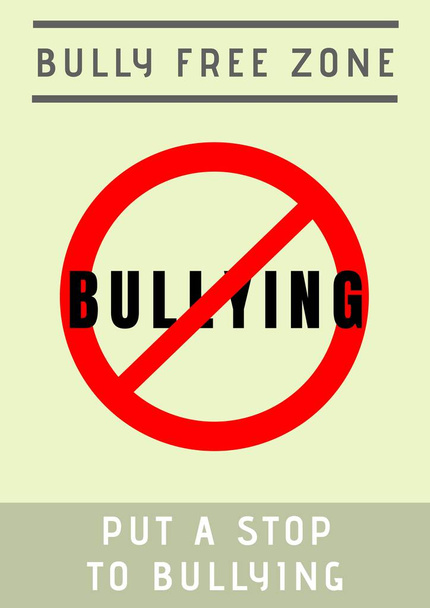 Digitally generated image of bully free zone text and symbol against yellow background. combating bullying template design concept - Φωτογραφία, εικόνα