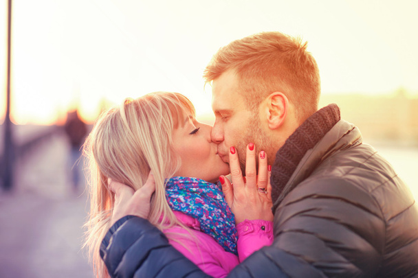 Kissing european couple - Photo, Image