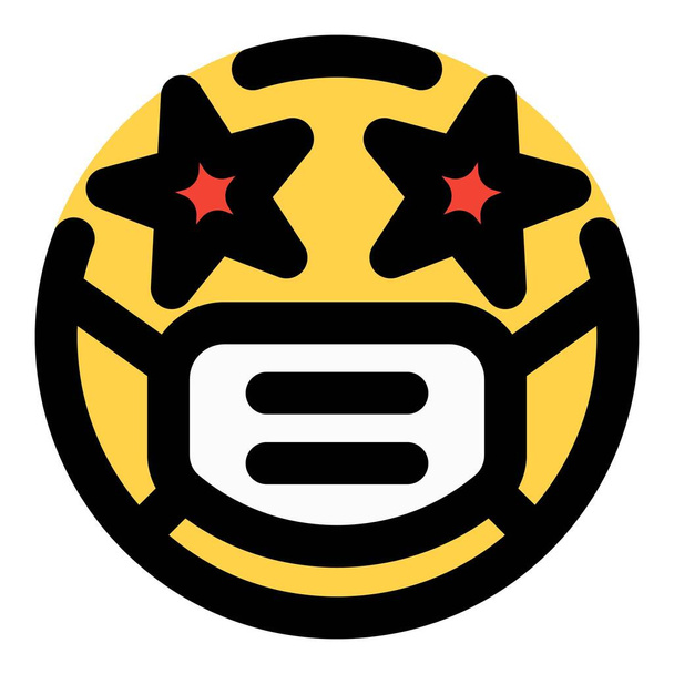 Sternenaugen mit dem Masken-Emoji - Vektor, Bild