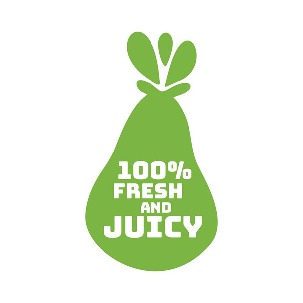 fresh and juicy pear product tag sign design vector illustration - Vector, Image