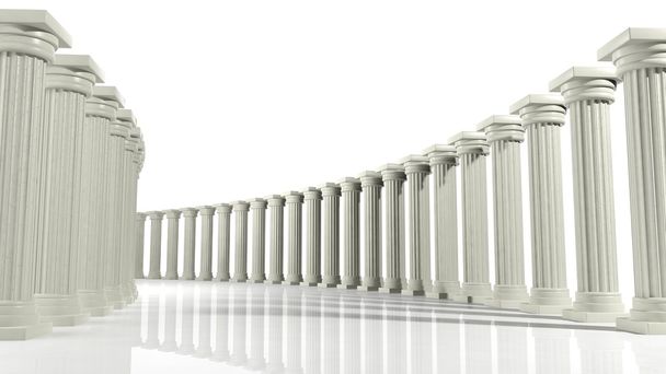 Старинные мраморные колонны в эллиптическом расположении изолированы на белых мраморных колоннах Древнего мира в эллиптическом расположении изолированы на белом
  - Фото, изображение