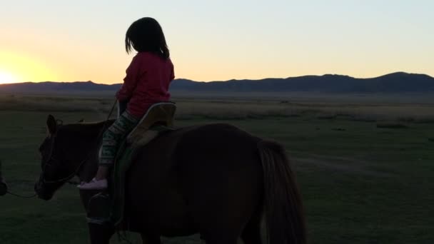 meisje op een paard met een vader - Video