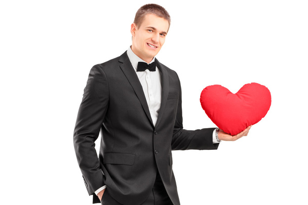 Man holding red heart - Foto, Imagen