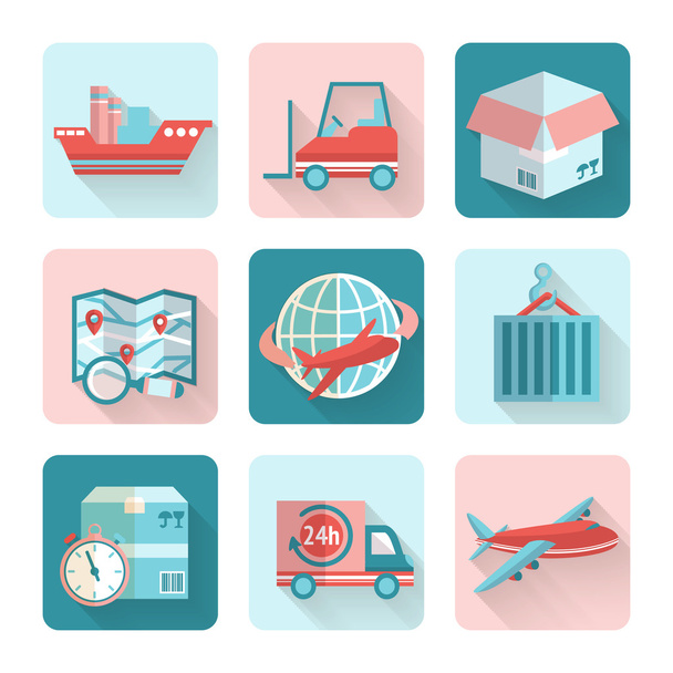 Logistic Flat Icons - Vector, Image