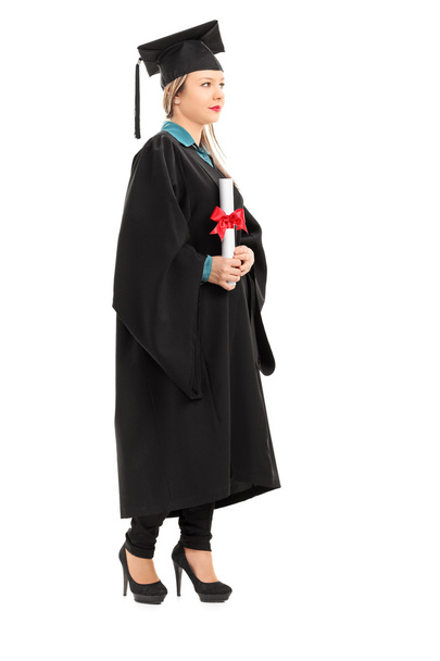 Female graduate holding a diploma  - Foto, imagen