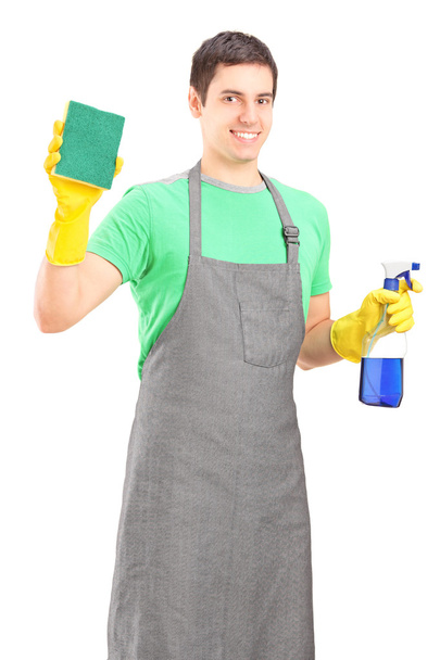 Cleaner holding cleaning equipment - Фото, зображення